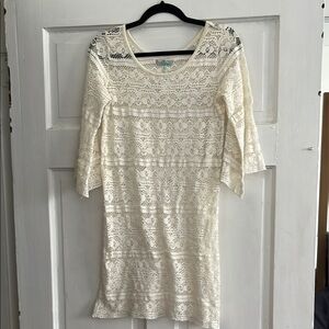 Billabong Lace Overlay Scoop Neck Dress - Cream